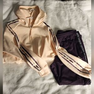 Adidas Floral print "cropped" hoodie & Track Pants, XLARGE, PLUM